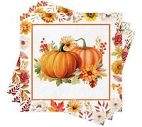 40Pcs Autumn Napkins, Fall Party Decorations, Pumpkin Halloween Napkin Maple Leaves Paper Serviette, Orange Disposable Thanksgiving Napkins for Autumn Harvest Halloween Festival Holiday Party Supplies