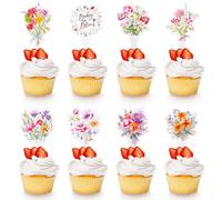 40PCS Baby in Bloom Cupcake Toppers, Flower Cupcake Toppers, Suitable for Gender Reveal, Flower Table Party, Party Supplies