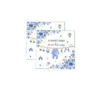 40Pcs Baby Shower Napkins Decoration,A Sweet Baby Boy Is On The Way Babi Shower Decoration,Watercolor Greenery Boys Babys Paper Napkins for Boy’s Gender Reveal Party Decoration (Blue) 6.5in