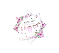 40Pcs Baby Shower Napkins Decoration,A Sweet Baby girl Is On The Way Babi Shower Decoration,Watercolor Greenery girls Babys Paper Napkins for girl’s Gender Reveal Party Decoration (Pink) 6.5in