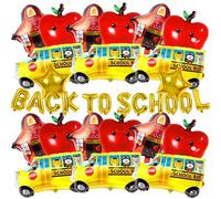 40Pcs Back to School Balloon, Welcome School Bus Foil Balloons, Happy Apple Helium Mylar Balloons Bulk for School Party Decorations