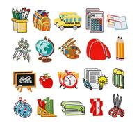 40Pcs Back to School Iron on Patches, Cute School Supplies Embroidered Appliques Patches, Colorful Decorative Book Globe Backpack Painting Tray Bus Appliques Sew for Student Teacher DIY Craft