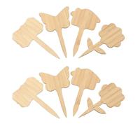 40pcs Bamboo Plant Labels for Nursery, Beige 10x6x0.2cm Stake | Smooth Polished Surface, Natural House and Flower Shapes, for Planter Pots, Succulents, Garden Use