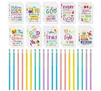 40Pcs Bible Verse Notepad Bible Pencils for Kids Bulk Religious Inspirational Notebooks Pencils Mini Daily Prayer Faith Journals Pocket Notepads Bible Gifts Set for Classroom Home Sunday School