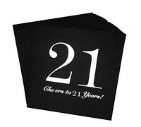 40pcs Black and Silver 21st Birthday Disposabel Napkins-Cheer to 21 Years,21st Birthday Party Decoration Dessert Beverage Cocktail Cake Napkins