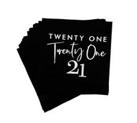 40pcs Black and Silver 21st Birthday Disposable Paper Napkins,21st Birthday Party Decorations for Cake Dessert Berverage Tableware Cocktail Napkins