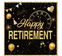 40Pcs Black Gold Retirement Party Napkins, Happy Retirement Napkins Servietten Paper Tablerware Decorations for Men Women