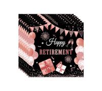 40Pcs Black Rose Gold Retirement Party Napkins, Happy Retirement Napkins Servietten Paper Tablerware Decorations for Men Women