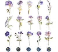 40pcs blue dried flower wax seal sticker transparent flower vinyl waterproof scrapbook crafts wall water bottle envelope computer suitcase
