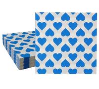 40Pcs Blue Hearts Cocktail Beverage Napkins Disposable Paper Charming & Elegant Party Decor for Spring Carnival Festival Holiday Bridal & Baby Shower Valentine Love Tableware Party Supplies 6.5"