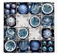 40PCS Blue & Silver Christmas Tree Ornaments Set - Shatterproof Baubles in Mixed Styles (6cm & 3.5cm) | Glitter Snowflakes, Decorative Balls & Hanging Ornaments for Xmas Party Decoration