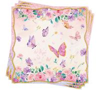 40Pcs Butterfly Napkins Mothers Day Napkins Spring Easter Floral Napkins Paper Disposable Serviettes Bridal Shower Afternoon Tea Party Supplies Birthday Party Napkins Decorations 33cm x 33cm