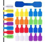 40Pcs Cable Cord Labels Large Size, Reusable Cables Ties for Organizing Wires and Identification, 8 Colors Write On Cable Cord Labels, Hook and Loop Type
