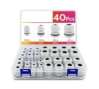 40Pcs Cable Glands Waterproof Adjustable 3-15mm Cable Connectors with Gaskets Waterproof Cable Bushings Accessories