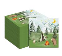 40PCS Camping Paper Napkins Happy Camping Party Napkins Tent Camp Paper Cocktail Napkin Disposable Dinner Lunch Papers Napkin for Campfire Adventure Forest Bachelorette Hiking Birthday Party Decor