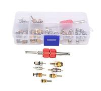 40PCS Car Air Conditioner Valve Core with Remover Tool, A/C Valve Core Replacement for Chrysler GM, High and Low Pressure Schrader Valve for R134a Systems