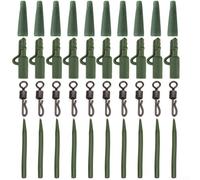 40pcs Carp Fishing Spendant Clip Rig Tail Rubber Swivel and Cone Rolling Swivel for Secure Rig Assembly and Fast Bait Changes in Freshwater Fishing (Green)
