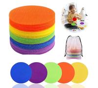 40Pcs Carpet Spots for Classroom, Velcro Carpet Stickers with Storage Bag, 100mm Diameter, 5 Colors for Classroom Organization, Teacher Supplies, Kids Activities, Physical Training