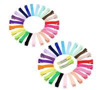 40pcs Children Hair Clips 5cm Metal No Grip Boutique Barrettes | Girls Ribbon Lined Style, Easy Attachment for Headbands and Hats, Baby Girls Fashion Accessory Set Random Color