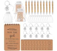 40Pcs Christian Gift Bible Verse Notebook Inspirational Ballpoint Pens Christian Notepads Religious Keychains Organza Bag Church Appreciation Gifts for Coworker Men Women Easter Party Sunday School