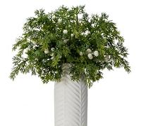 40PCS Christmas Artificial Pine Branches Frosted Berry Stems Fake Evergreen Norfolk Cypress Sprigs Holly Berries Winter Greenery Picks for Vase Filler DIY Craft Garland Home Decor (Green & White)