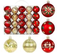 40Pcs Christmas Baubles, Red Gold 6CM Christmas Tree Decorations Set, Shatterproof Xmas Balls Tree Hanging Ornaments for Party Holiday Home Decor
