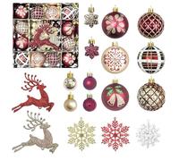 40PCS Christmas Baubles, Xmas Hanging Ball Ornaments Decor, Christmas Tree Decorations Shatterproof Balls Seasonal Decorative Winter Holiday Party Home (Red+Gold)