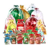 40Pcs Christmas Drawstring Gift Bags,Christmas Wrapping Bag Multipack,Xmas Pull String Bags Reusable Wonder Wrap Bags Present Sacks,Large Medium Small Foil Gift Bags for Present Xmas Party Decorations
