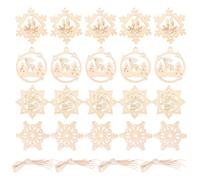 40pcs Christmas Hanging Drop Wood Snowflake Ornament | Hollowed Rat Pattern, Easy Hanging Design, Delicate Attractive Appearance, Suitable for Retail, Parties, Yard Decorating