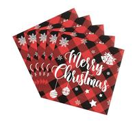 40PCS Christmas Napkins, 6.5*6.5Inches 2 Ply Paper Napkins, Disposable Red Grid Christmas Dinner Party Napkin, Xmas Table Decorations, Kitchen Home Supplies for Xmas Party Tableware Accessories Decor