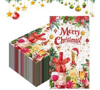 40PCS Christmas Napkins Disposable Xmas Serviettes 40x33cm, Xmas Serviette Napkin Cocktail Dessert Dinner Napkins for Christmas Party Paper Napkin Table Decoration (Christmas Champagne)