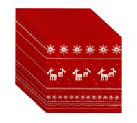 40Pcs Christmas Napkins Paper Party Decorations,33 x 33 cm Red Merry Christmas Serviettes Cocktail Napkins Disposable with Snowflake Elk Star Patterns for Xmas Party Supplies Table Decorations