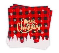 40Pcs Christmas Napkins Paper, Tartan Napkins Merry Christmas Serviettes Disposable Red Xmas Serviettes Napkin for Xmas Party Supplies Table Decorations