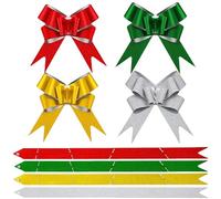 40pcs Christmas Pull Bows Glitter Bows Red Green Gold and Silver Gift Bow Ribbon,Ribbon Pull Bowfor Gift Wrapping Baskets,Pull Bow Wedding Gift Christmas Trees Bow, Wedding, Birthday Hampers Décor
