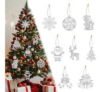 40pcs Christmas Tree Decoration Hanging Ornaments, 8 Patterns Glitter Christmas Pendant Decorations Holiday Santa Claus Christmas Tree Snowflake Elk Winter Christmas Theme Parties Decorations