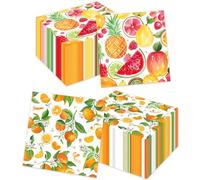40Pcs Citrus Fruit Pattern Paper Napkins, Disposable Luncheon Dinner Napkins with Tropical Fruit & Orange Printed Designs, 6.3"x6.3", 2 Styles for Summer Home Dining, Tropical Themed Party, Birthday