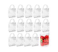 40pcs Clear Plastic Gift Bags with Handles, Reusable PVC Transparent Totes Bags Small Party Favor Bag for Wedding Baby Shower Birthday 7.9 x 7.9 x 3.1 Inches