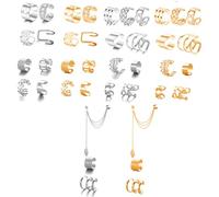 40PCS Clip Earrings for Women, Ear Cuff No Piercing, 20 Silver and 20 Gold Ear Cuffs Fashion Accessories for Daily Casual Wear, Non-Piercing Earrings for Women for People Without Piercings