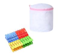40PCS Colorful Clothesline Clips With Mesh Storage Bag Clothespins And Peg Basket For Washing Line Set Strong Grip Windproof Clothespins Rustproof Suitable For Home Garden