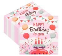40Pcs Colourful Balloons Happy Birthday Napkins, Disposable Napkins Serviettes for Birthday Party, 33x33cm/13x13in Soft Paper Tables Tissue for Party Decorations(B)