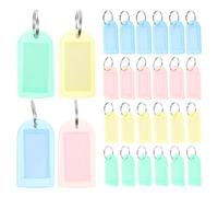 40pcs Colourful Plastic Key Tags with Labels and Split Rings | Reusable ABS Covers, Windows, Removable Paper Inserts, Suitable for Landlords, Teachers, Homes and Tool Boxes Random Color