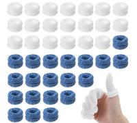 40Pcs Cotton Finger Cots Bandage, Breathable Tubular Bandage Finger Protectors for Wounds, Elastic Fingertip Bandages Cot Sleeves for Thumb Sprains Scald Protection Gardening Fitness (White Blue)