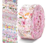 40pcs Cotton Jelly Roll Fabric Strips，Multi-Color Strips,Multi-Color Fabric Bundle - Pre-Cut Quilting Fabrics with Floral Patterns for DIY Patchwork & Sewing