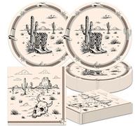 40Pcs Cowboy Party Decorations First Rodeo Birthday Plates and Napkins Set Supplies Baby Shower Decor Western Party Decorations