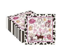 40PCS Cowgirls Party Napkins - Luncheon Paper Napkins Folded 6.5 x 6.5 Inches Let's Go Girls Disposable Paper Napkins for Baby Shower, Cowboy Girls Theme Birthday Party Decoration Supplies