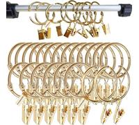 40PCS Curtain Rings with Clips, 32mm Silver/Black Rustproof Metal Hooks, Heavy Duty Sliding Eyelet Rings for Hanging Curtains, Drapes, Shower Liners & Home Decor, Easy Clip-on Installation