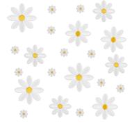 40Pcs Daisy Flower Iron On Patches, 4 Sizes Cute White Floral Embroidery Applique Patches for Clothes, Hats, Backpacks, Jeans, DIY Sewing Patch for Women (Flower, White, 4cm*3.5cm*3cm*1.2cm)