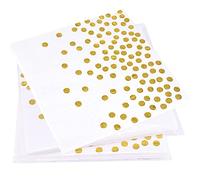 40PCS Disposable 6.4X6.4 Inch White and Gold Party Napkins - Cocktail Serviettes for Birthday, Golden Wedding Anniversary, Baby Shower, Bridal Shower