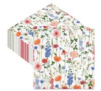 40Pcs Disposable Floral Paper Napkins, 33x33cm Colorful Flower Patterned Serviettes Tissue for Afternoon Tea Birthday Wedding Baby Shower Party Decorations(B)