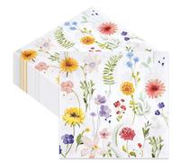 40Pcs Disposable Floral Paper Napkins, 33x33cm Colorful Flower Patterned Serviettes Tissue for Afternoon Tea Birthday Wedding Baby Shower Party Decorations(C)